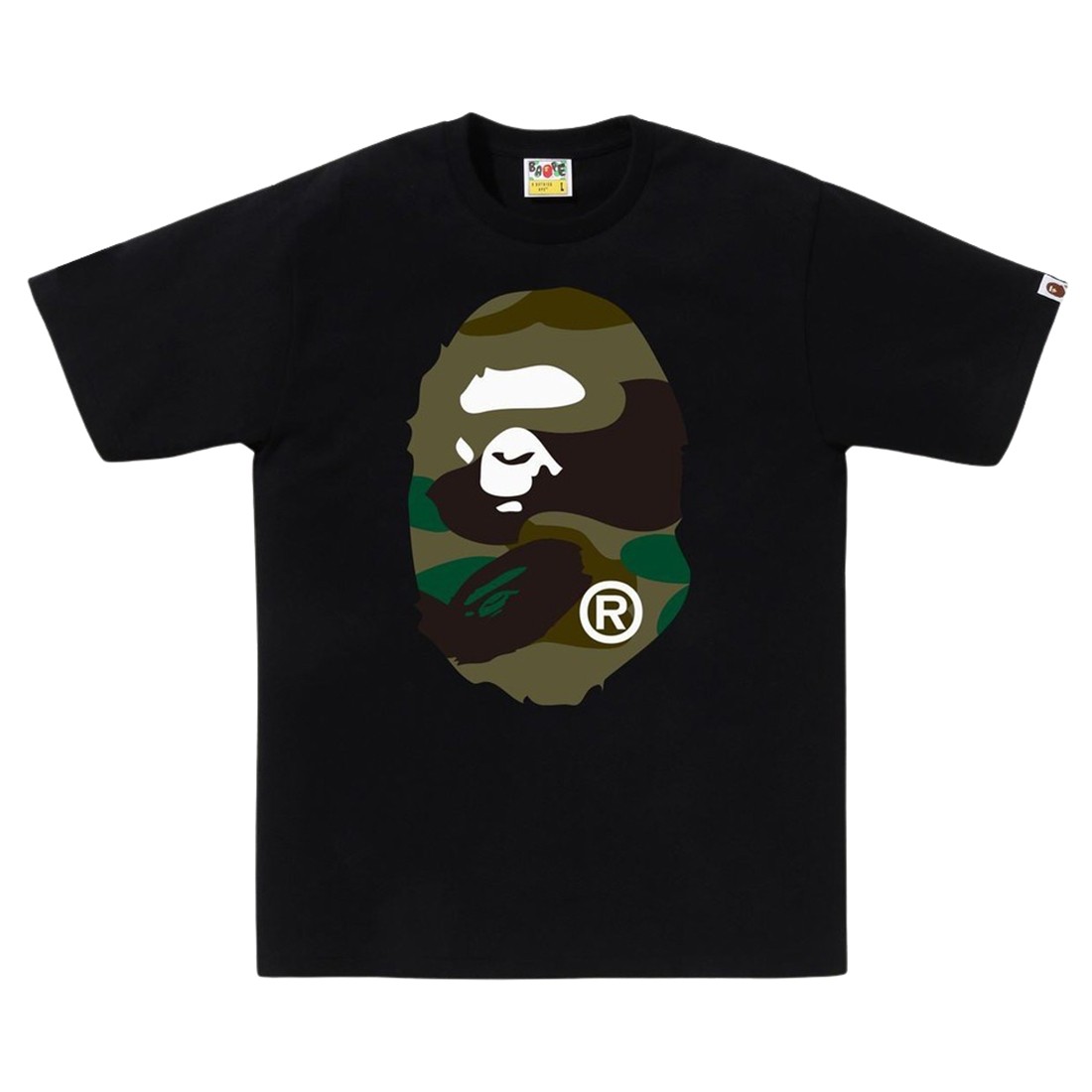 A Bathing Ape Men Giant 1st Camo Big Ape Head Tee (black / green)