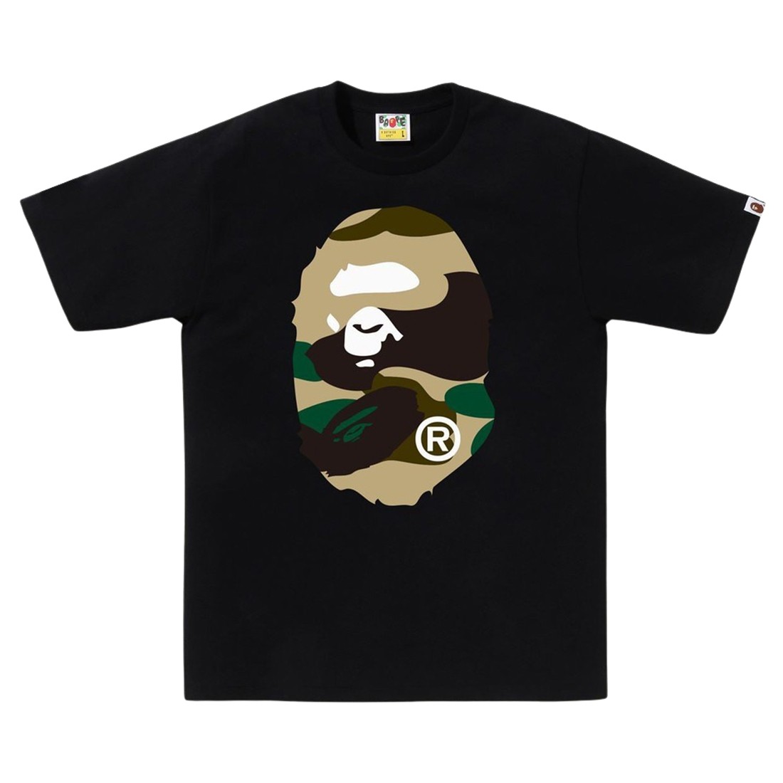 A Bathing Ape Men Giant 1st Camo Big Ape Head Tee (black / yellow)