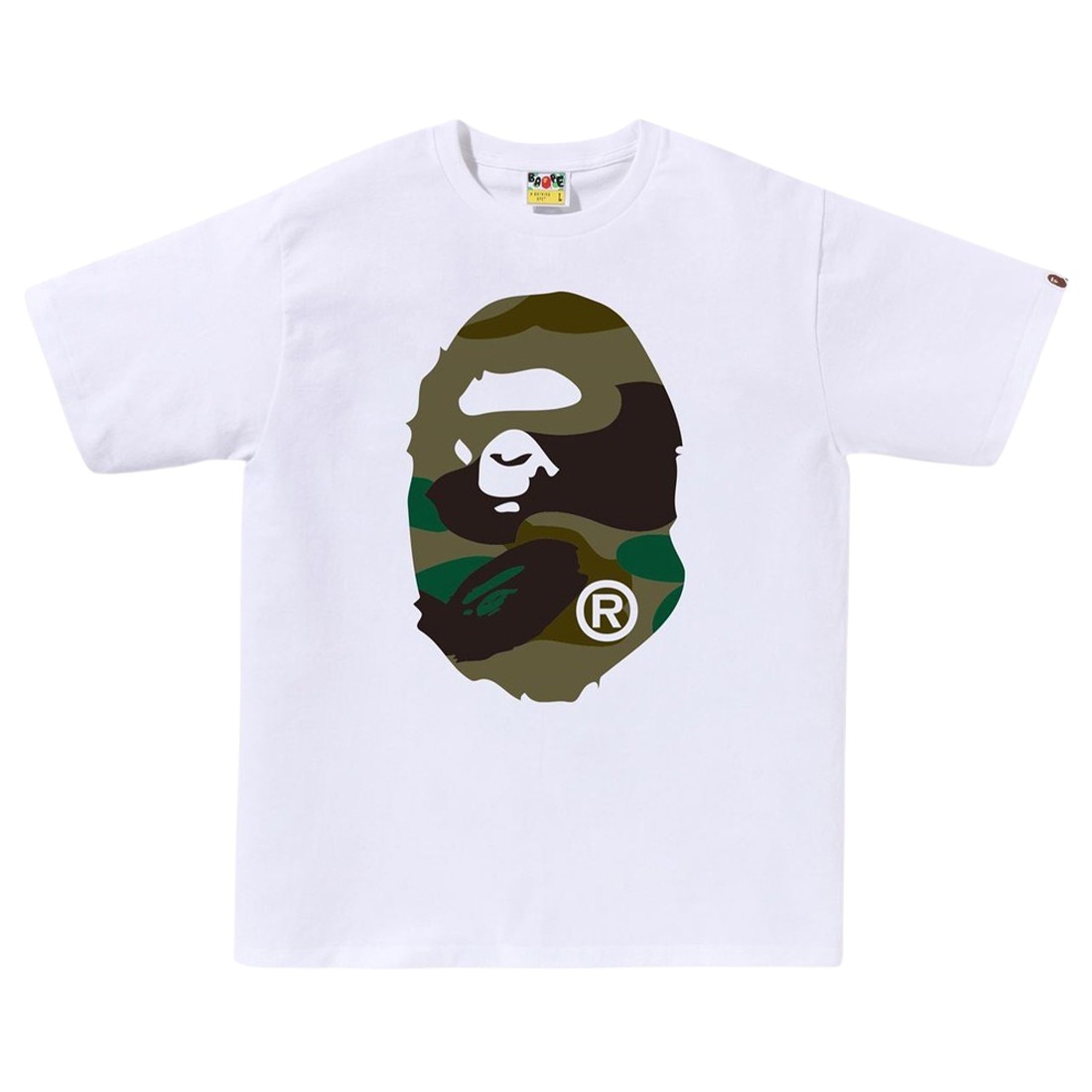 A Bathing Ape Men Giant 1st Camo Big Ape Head Tee (white / green)