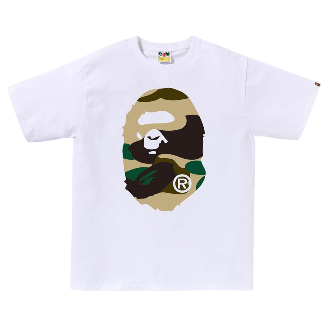 A Bathing Ape Men Giant 1st Camo Big Ape Head Tee (white / yellow)