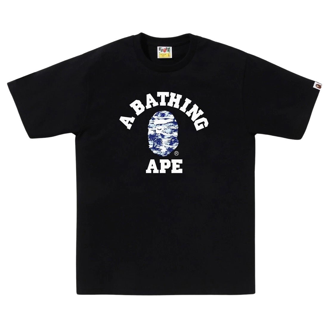 A Bathing Ape Men Palm Tree Camo College Tee (black / blue)