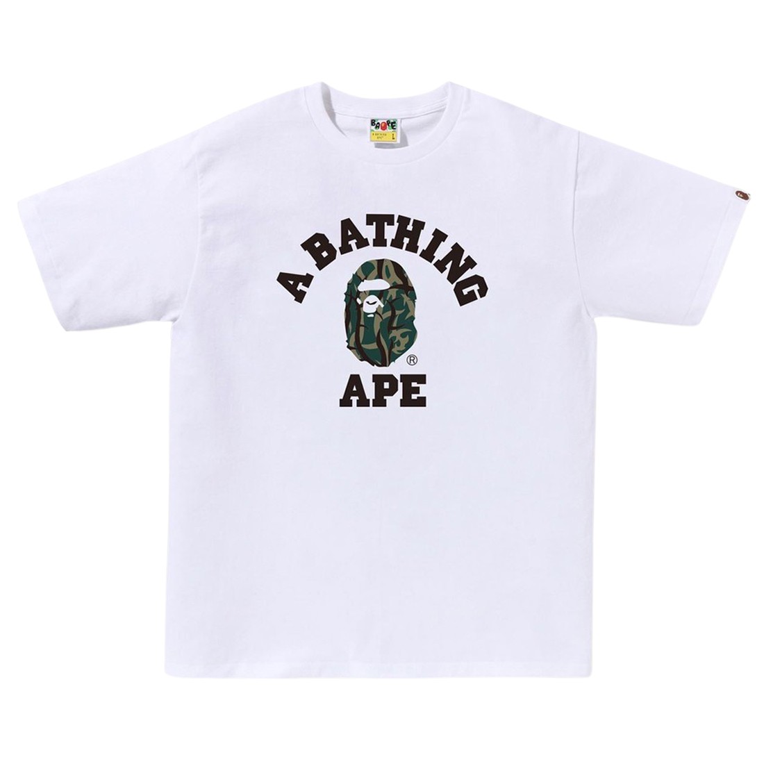 A Bathing Ape Men Trial Camo College Tee (white / green)