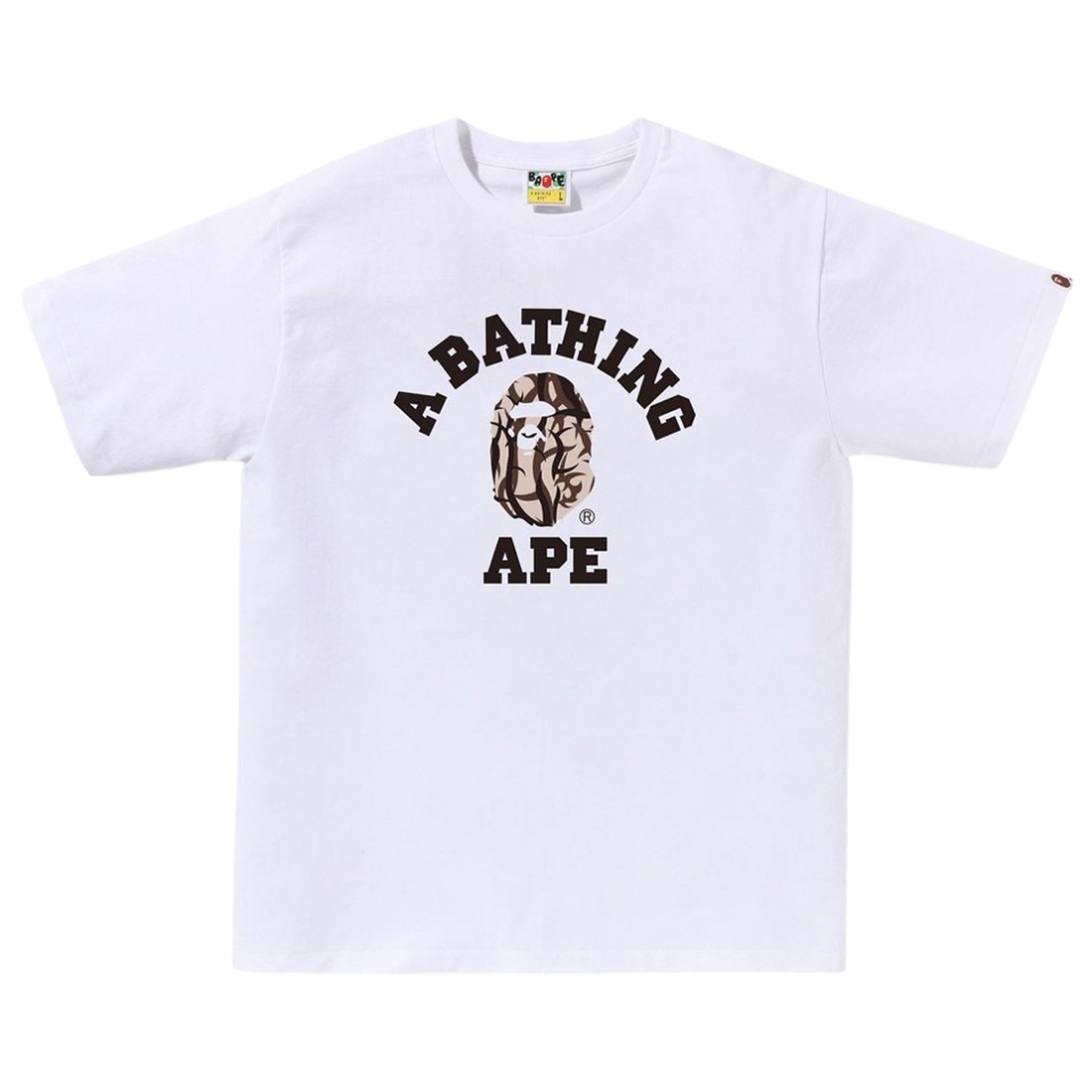 A Bathing Ape Men Trial Camo College Tee (white / beige)