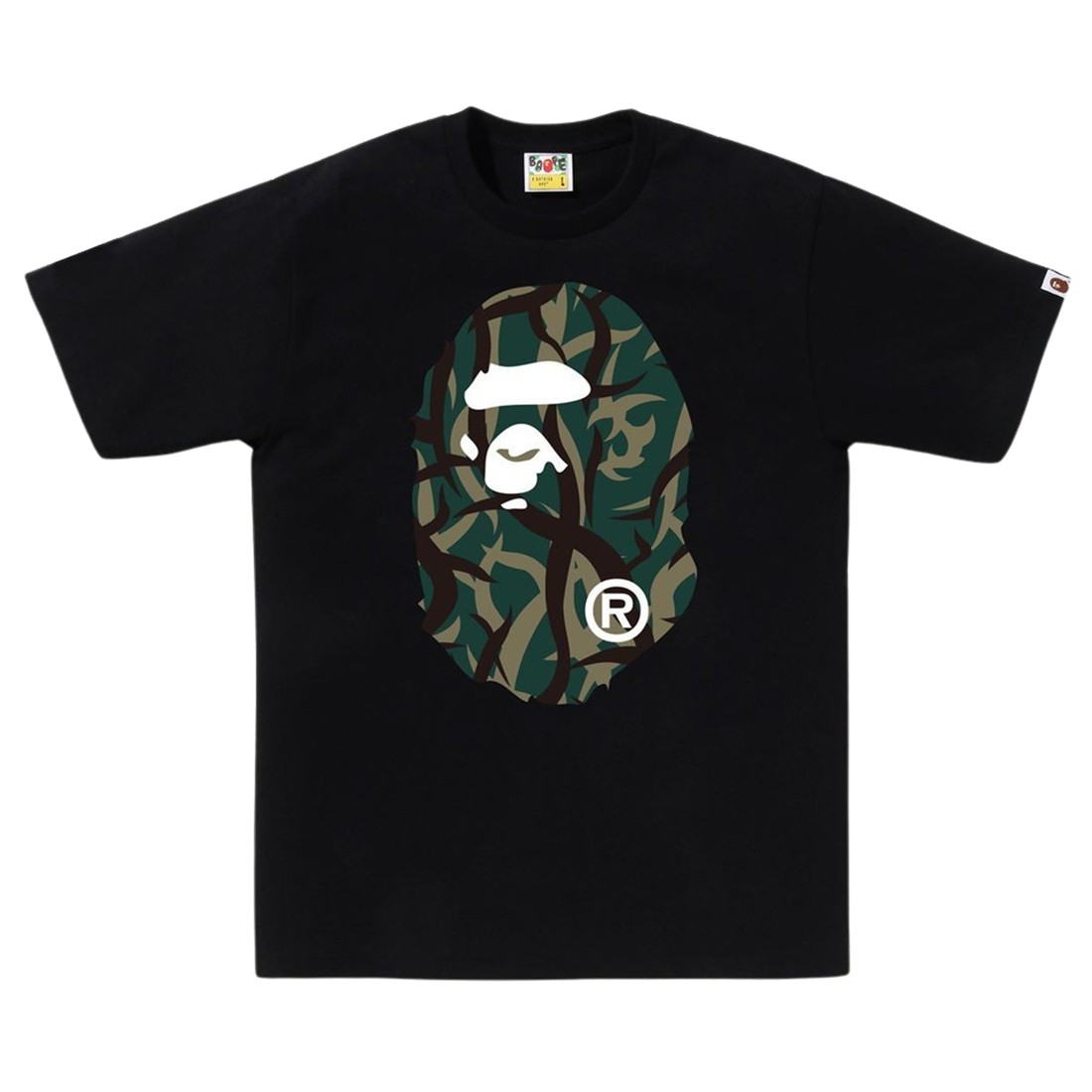 A Bathing Ape Men Trial Camo Big Ape Head Tee (black / green)