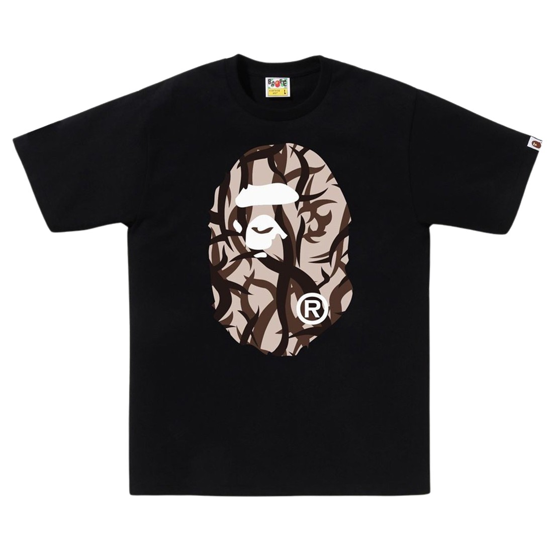 A Bathing Ape Men Trial Camo Big Ape Head Tee (black / beige)