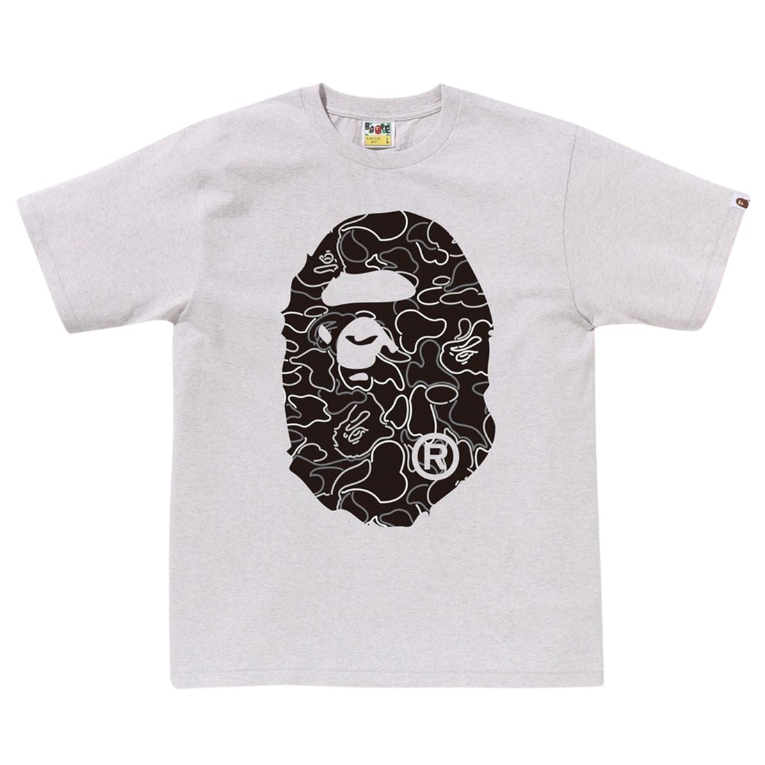 A Bathing Ape Men Neon Camo Big Ape Head Tee (gray)