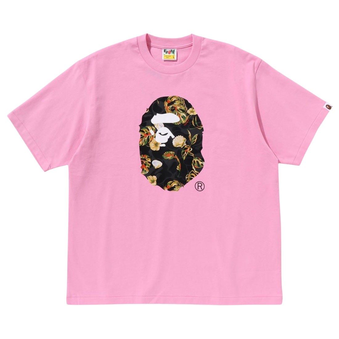 A Bathing Ape Men Vacation Pattern Ape Head Relaxed Fit Tee (pink)