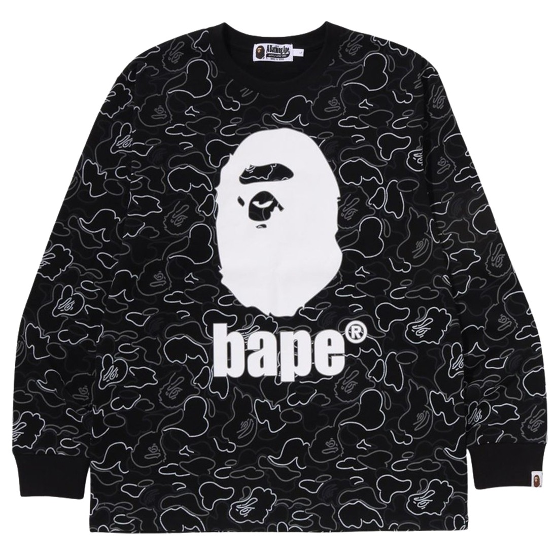 A Bathing Ape Men Neon Camo Long Sleeve Tee (black)