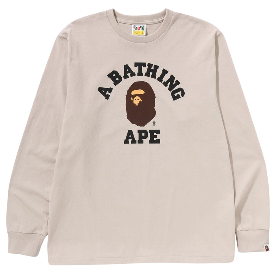 A Bathing Ape Men College Long Sleeve Tee (beige)