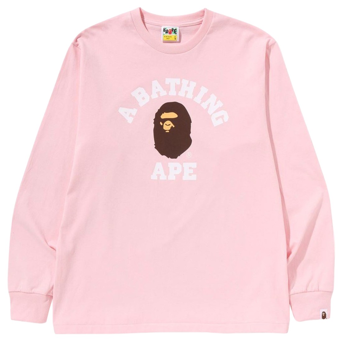 A Bathing Ape Men College Long Sleeve Tee (pink)