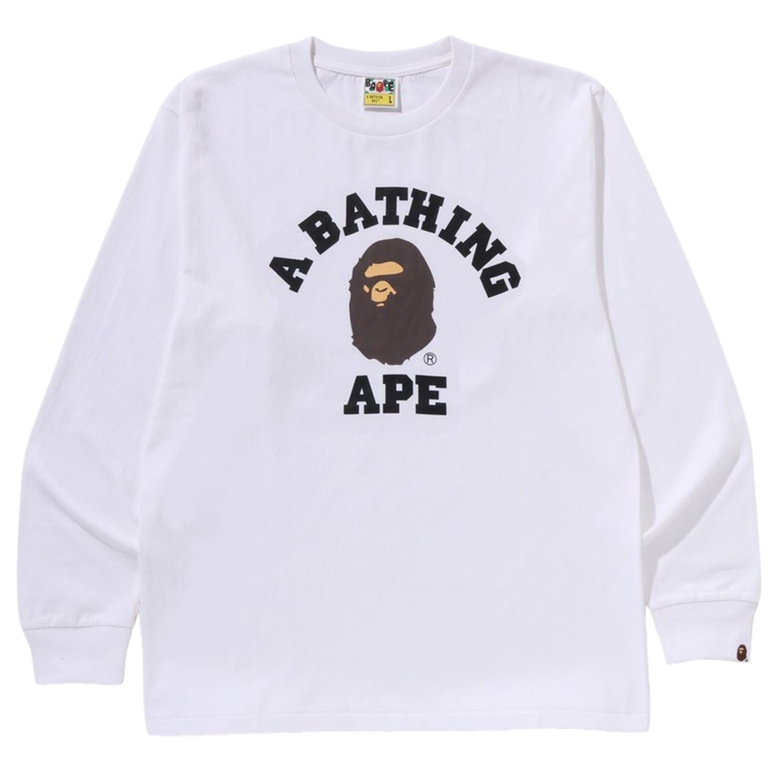 A Bathing Ape Men College Long Sleeve Tee (white)