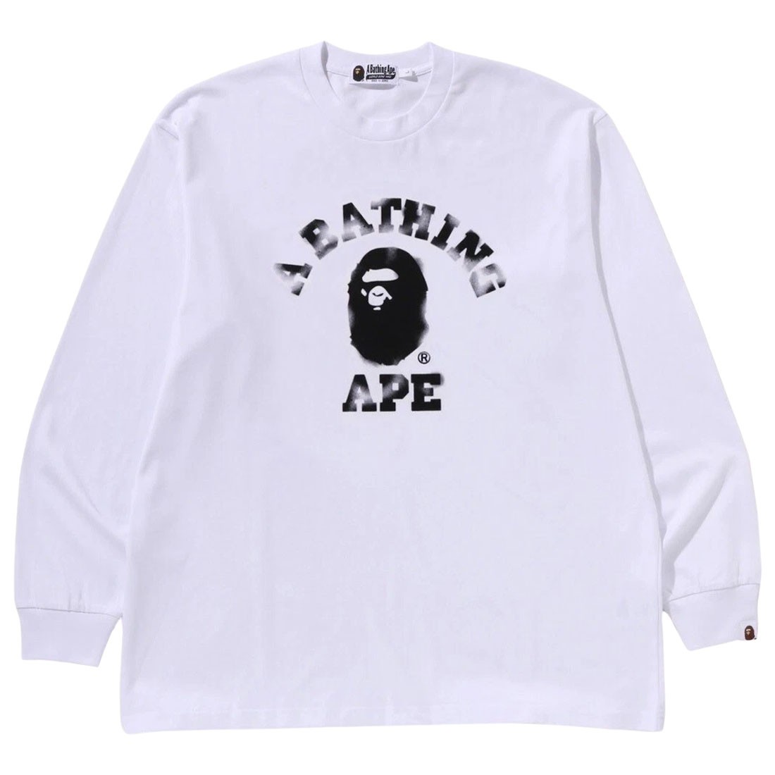 A Bathing Ape Men College Relaxed Fit Long Sleeve Tee (white)