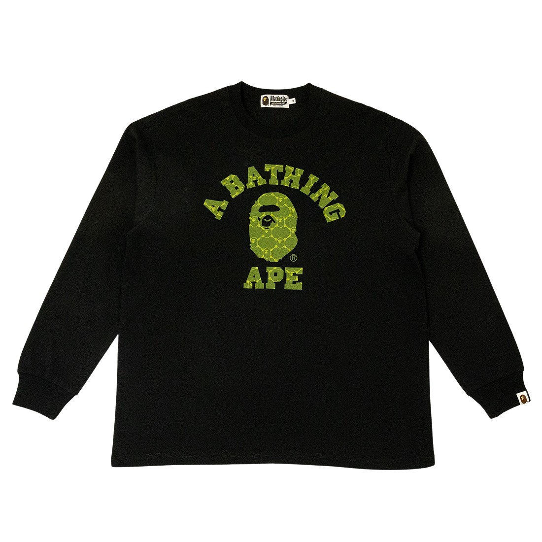 A Bathing Ape Men College Monogram College Relaxed Fit Long Sleeve Tee (black)
