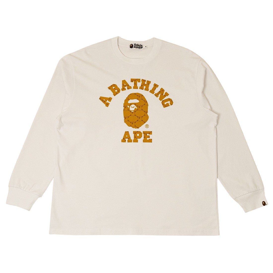 A Bathing Ape Men College Monogram College Relaxed Fit Long Sleeve Tee (white)