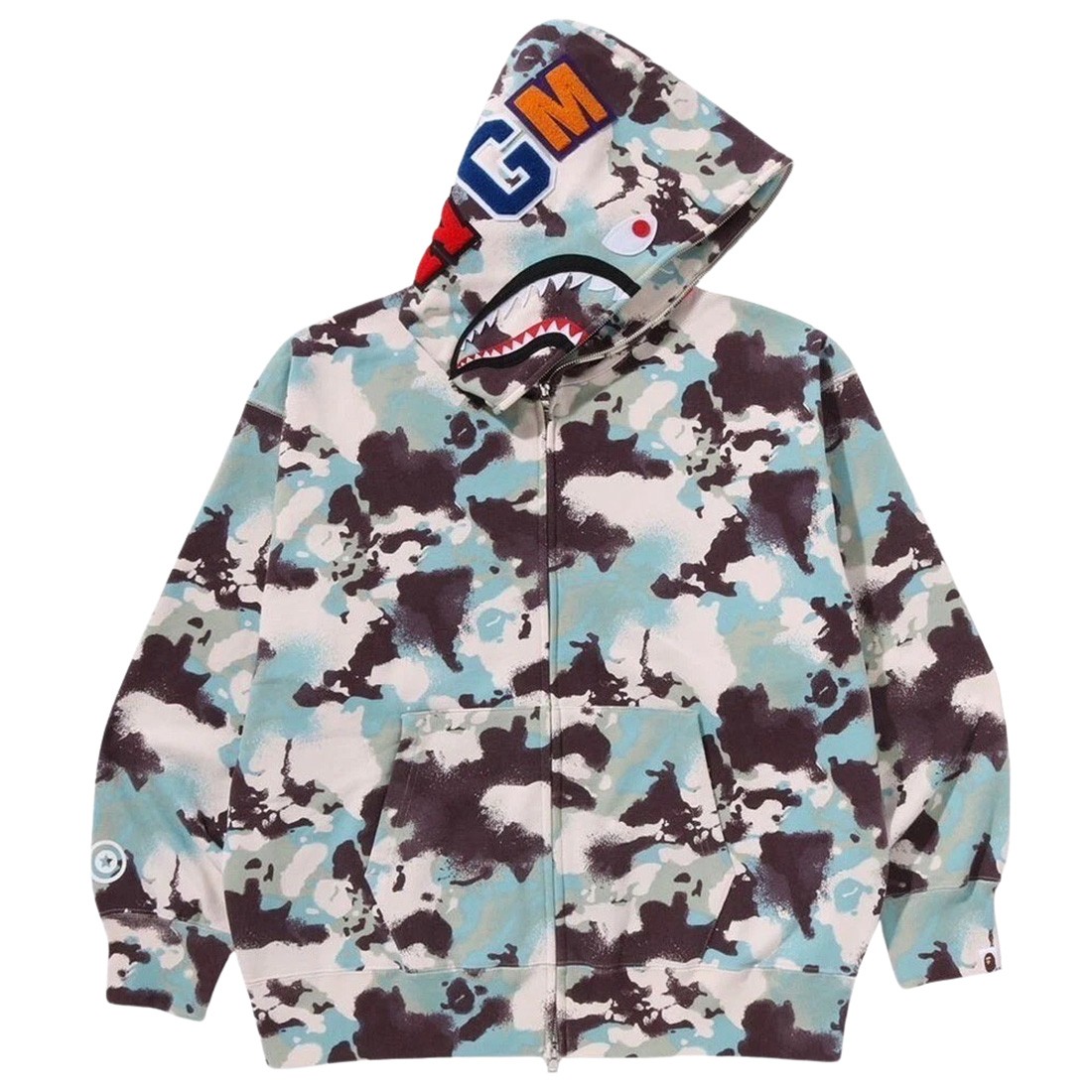A Bathing Ape Men Map Camo Shark Full Zip Hoodie (multi)