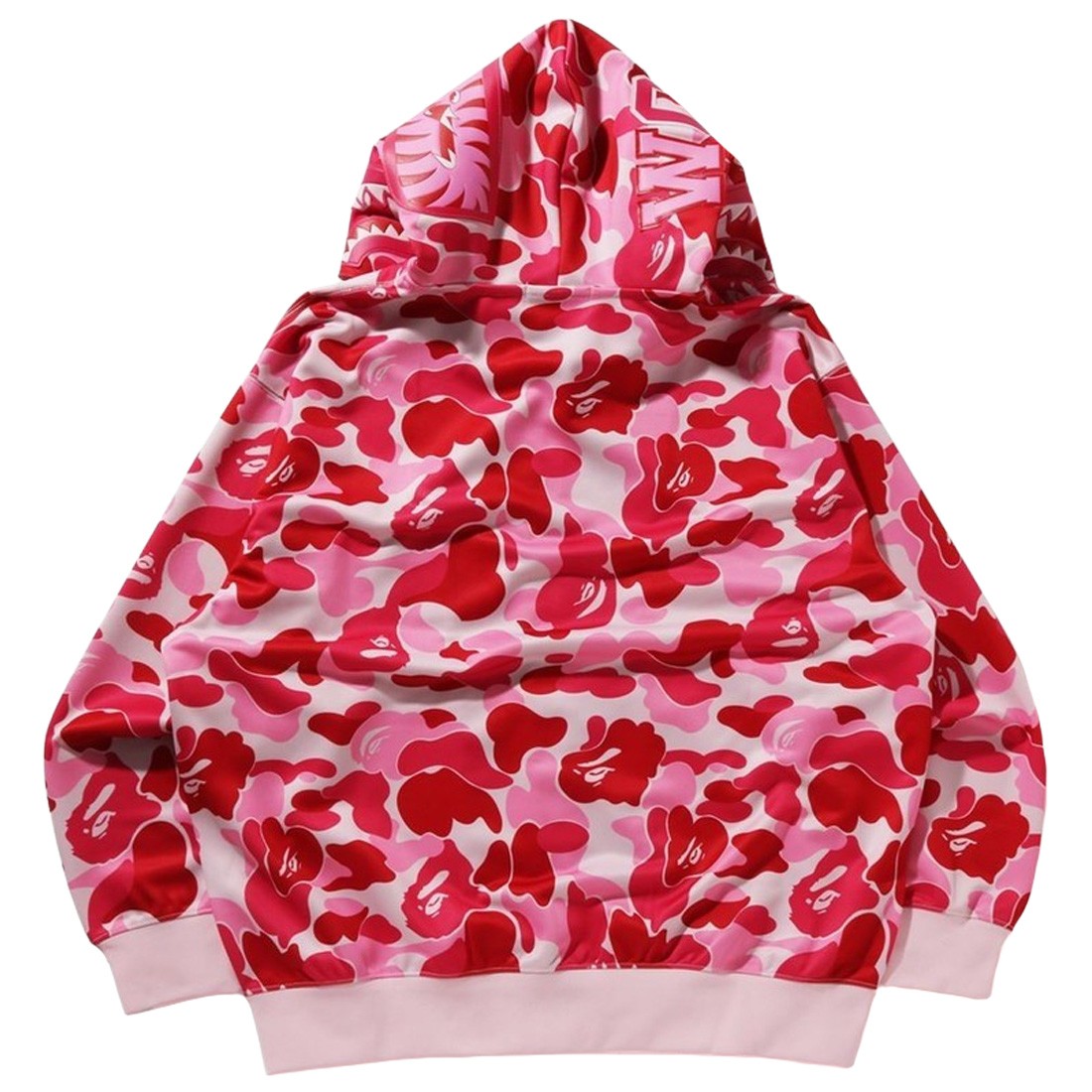 A Bathing Ape Men ABC Camo Rayon Relaxed Fit Shark Full Zip Hoodie (pink)