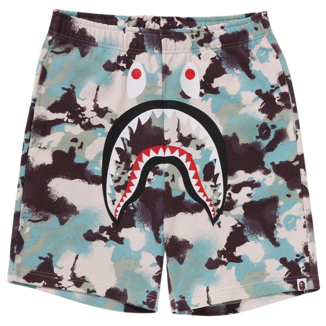 A Bathing Ape Men Map Camo Regular Fit Shark Sweat Shorts (multi)