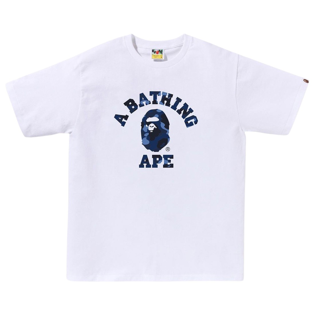 A Bathing Ape Men Color Camo College Tee (white / navy)