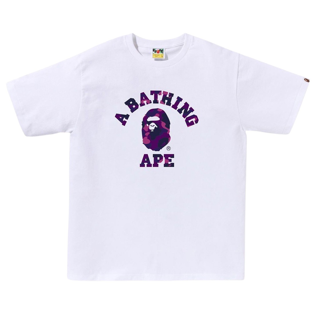 A Bathing Ape Men Color Camo College Tee (white / purple)