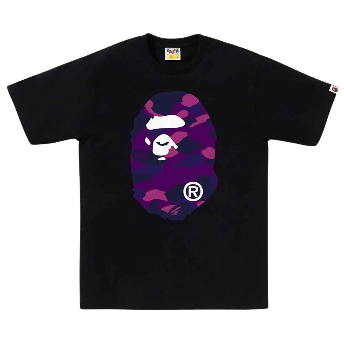 A Bathing Ape Men Color Camo Big Ape Head Tee (black / purple)
