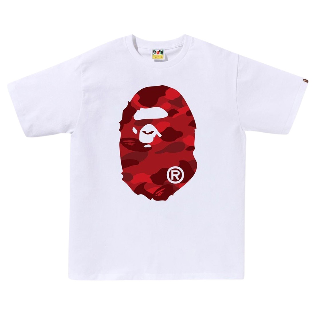 A Bathing Ape Men Color Camo Big Ape Head Tee (white / red)
