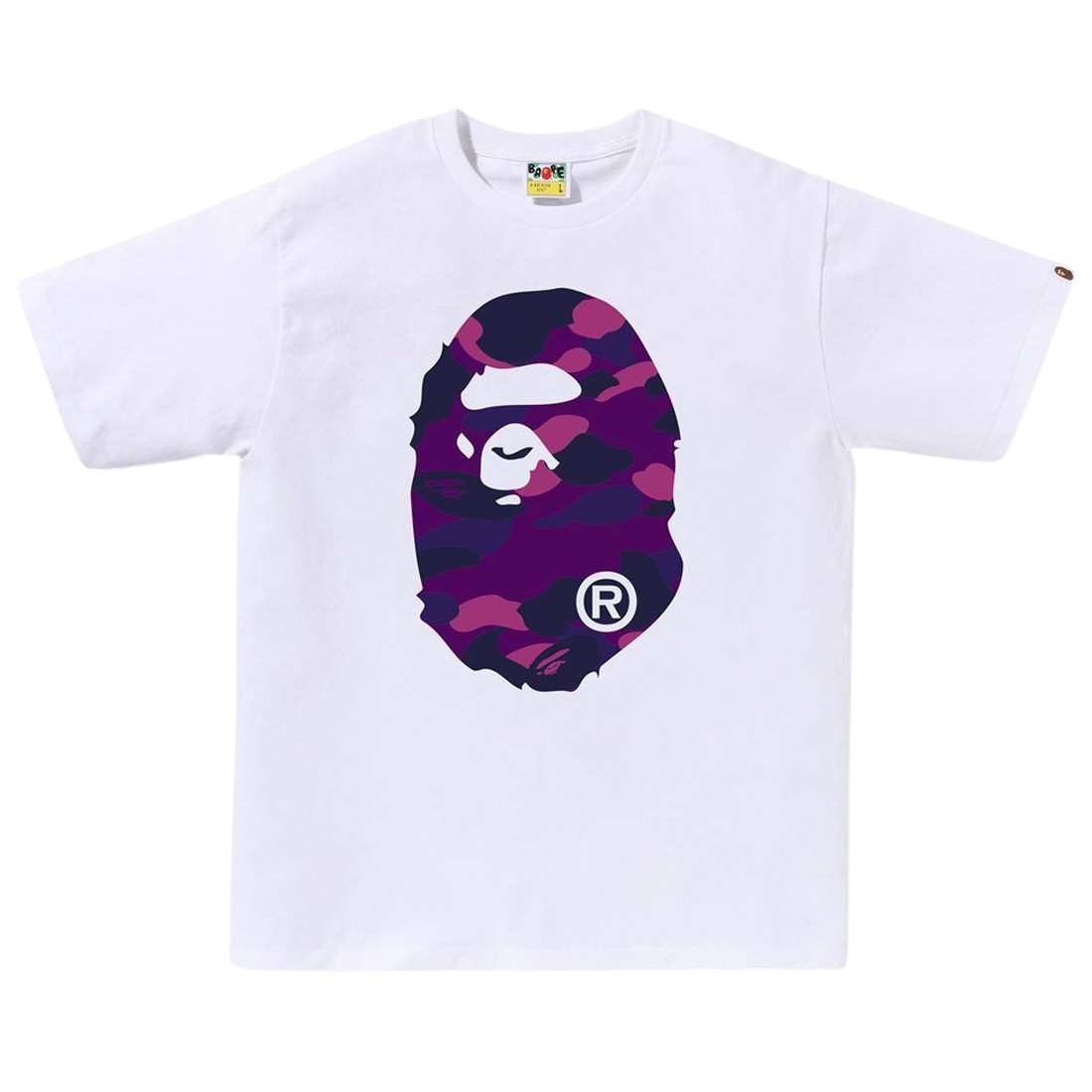 A Bathing Ape Men Color Camo Big Ape Head Tee (white / purple)