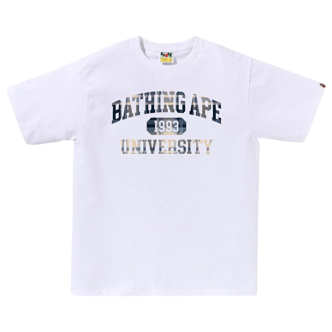 A Bathing Ape Men Bape Check University College Logo Tee (white)