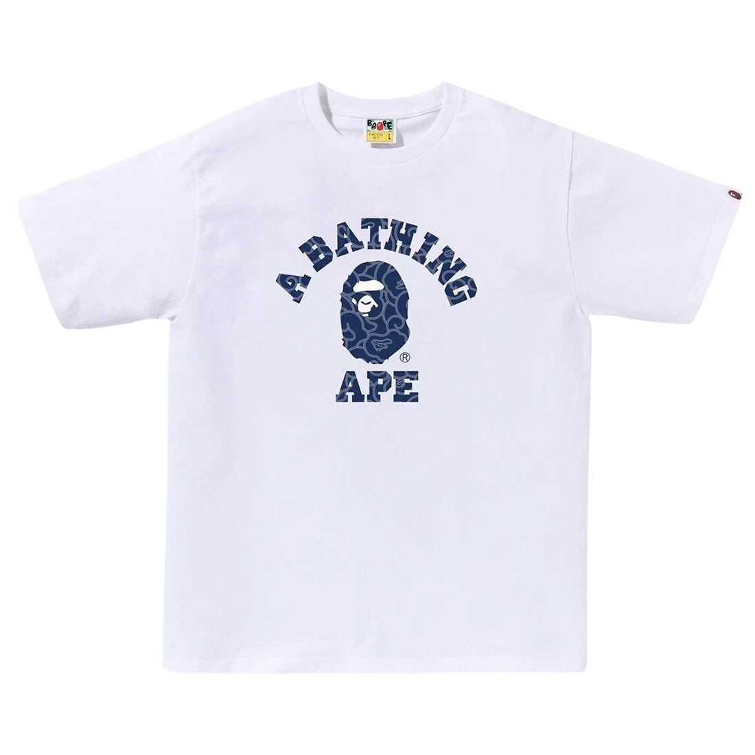 A Bathing Ape Men Japanese Cloud Camo College Tee (white)