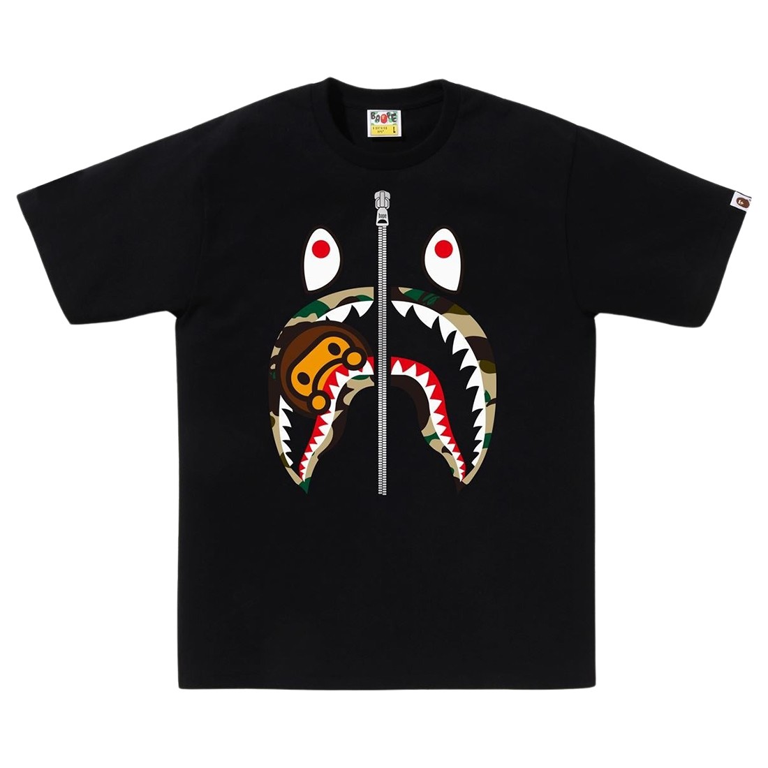 A Bathing Ape Men 1st Camo Milo Shark Tee (black / yellow)