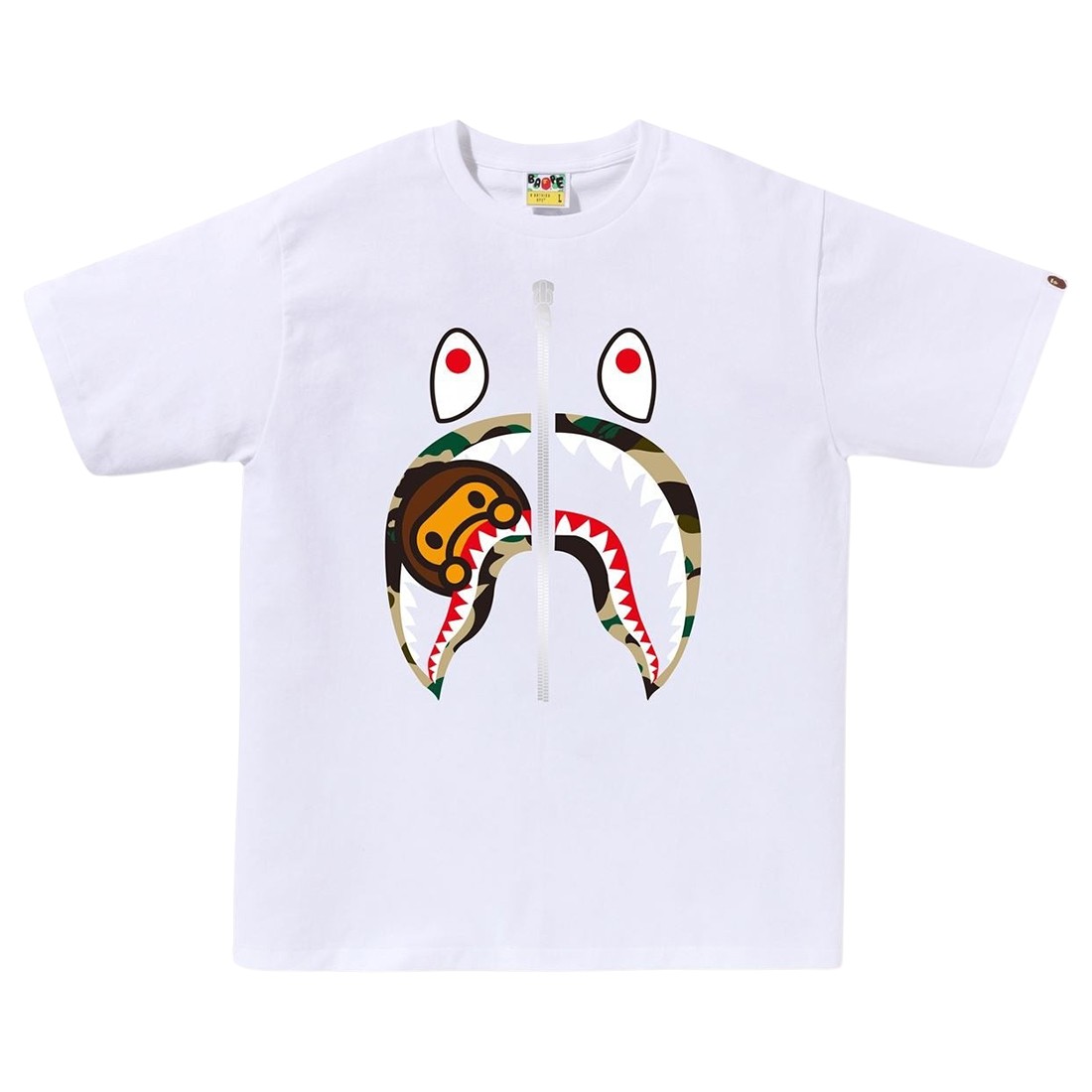 A Bathing Ape Men 1st Camo Milo Shark Tee (white / yellow)