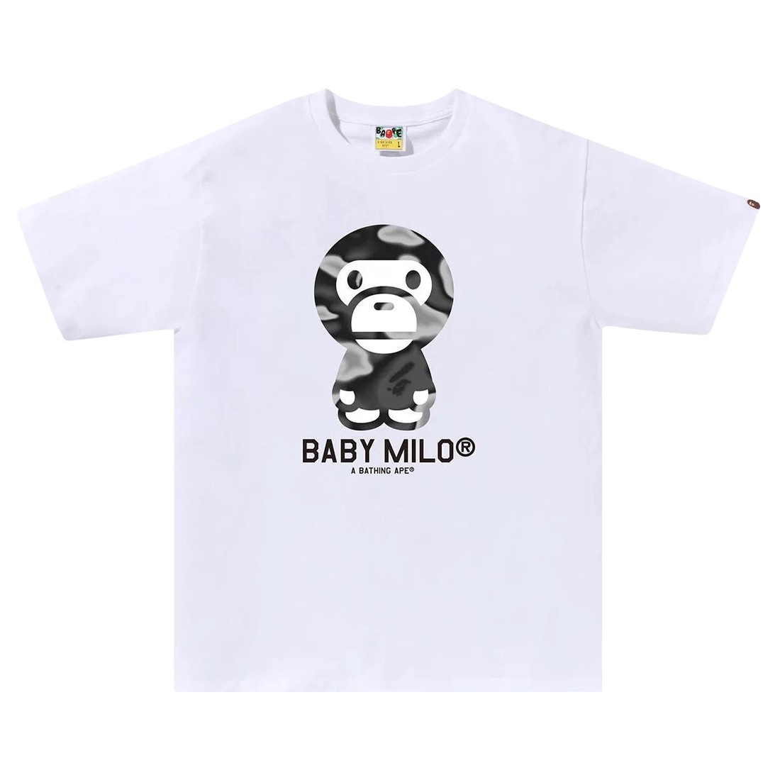 A Bathing Ape Men Liquid Camo Baby Milo Tee (white / black)