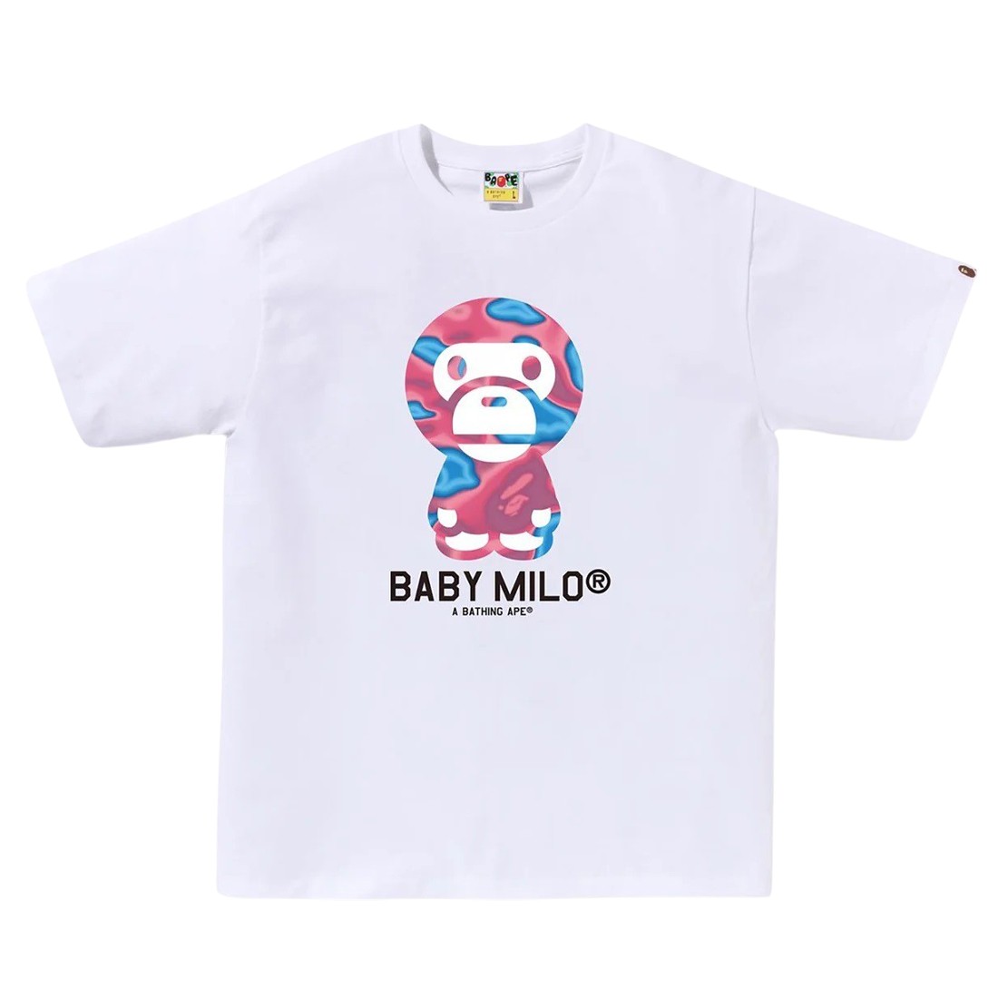 A Bathing Ape Men Liquid Camo Baby Milo Tee (white / pink)