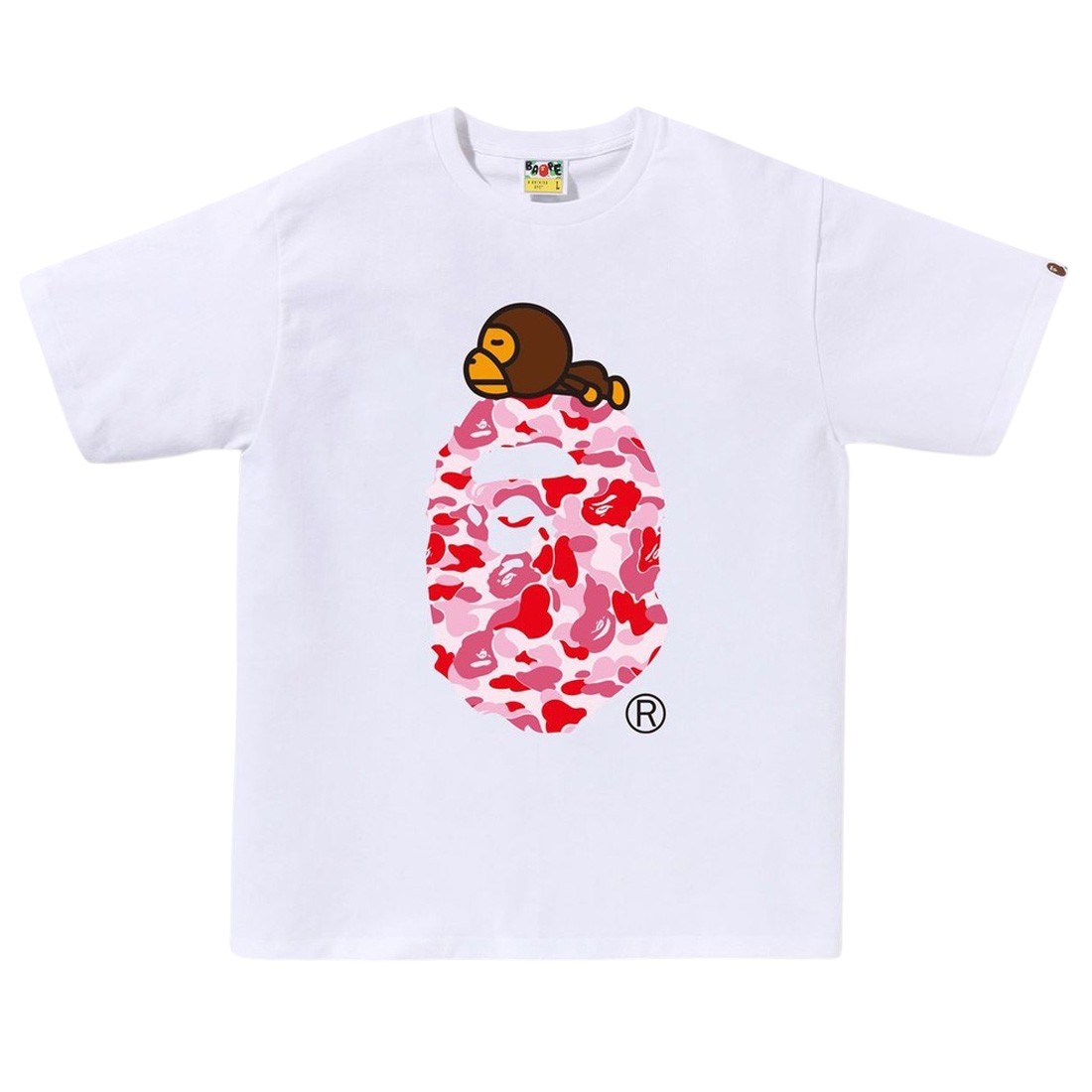 A Bathing Ape Men ABC Camo Milo On Big Ape Tee (white / pink)