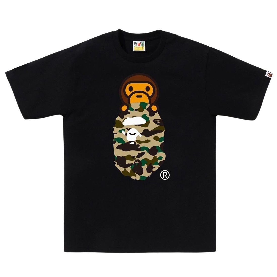 A Bathing Ape Men 1st Camo Milo On Ape Head Tee (black / yellow)