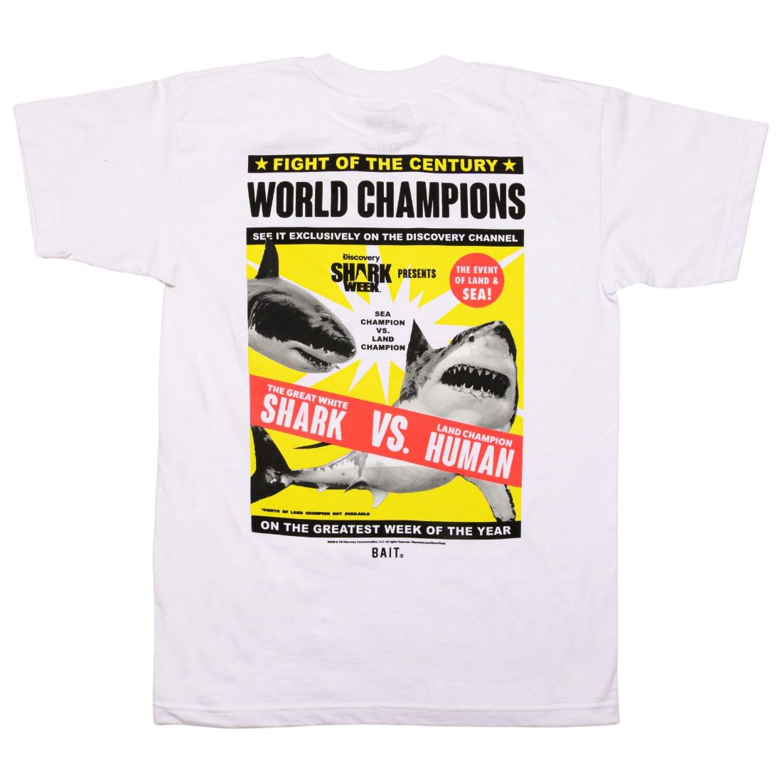 bait x discovery channel men shark week poster tee white