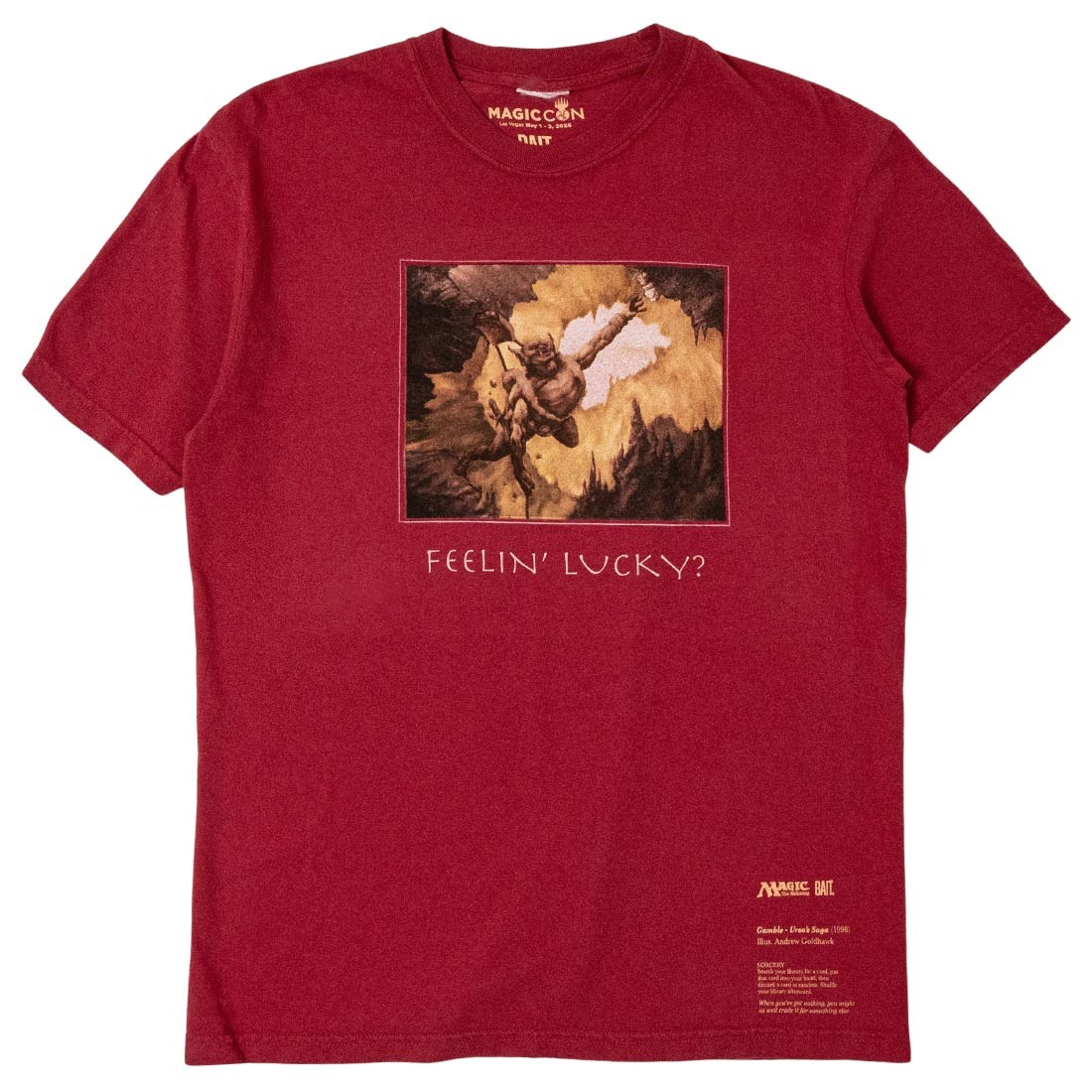 BAIT x Magic The Gathering Men Feeling Lucky Tee (burgundy)