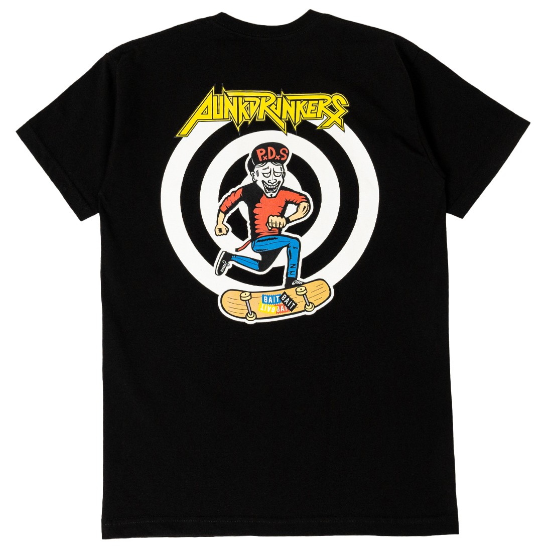 bait x punk drunkers men skateboard tee black