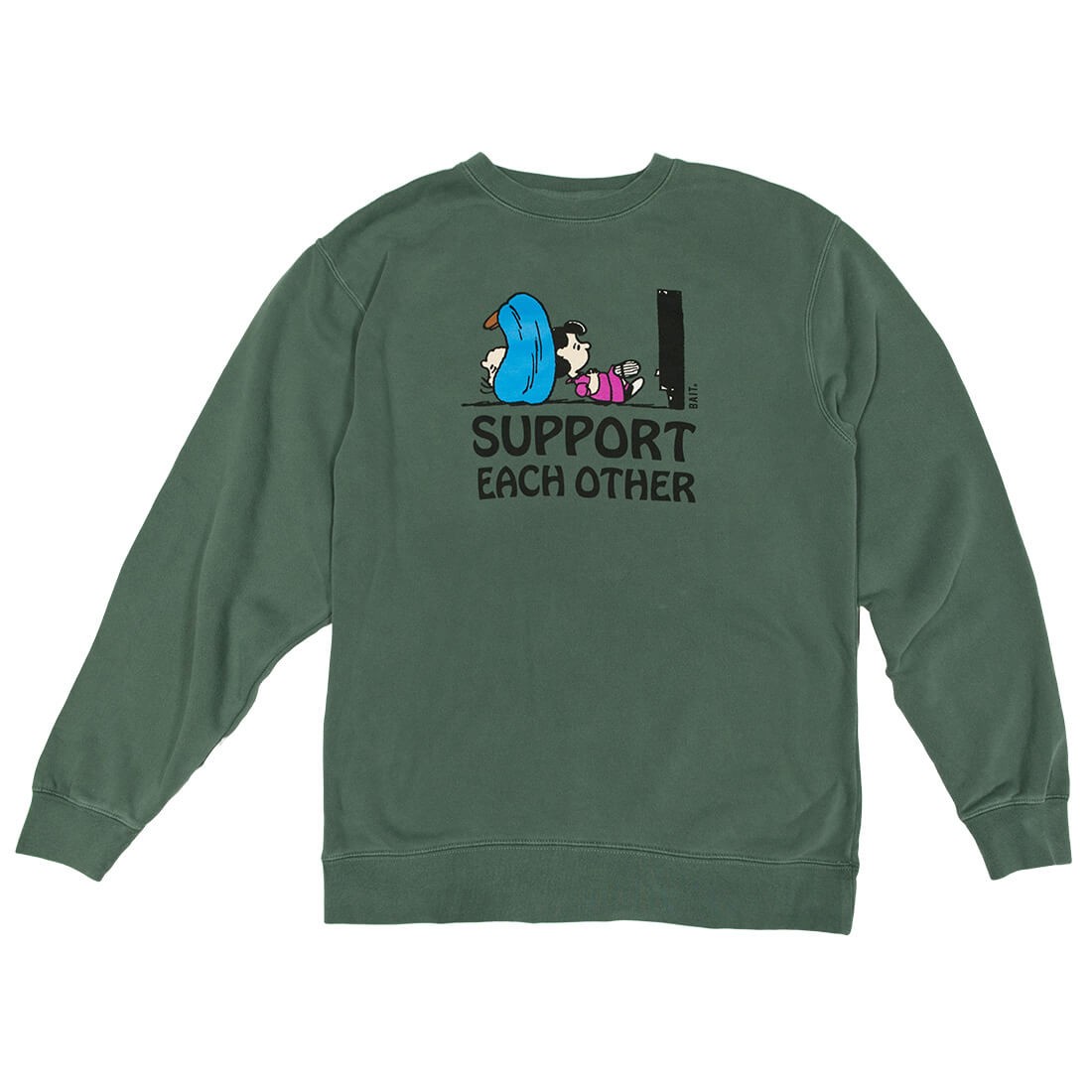 BAIT x Snoopy Men Support Each Other Crewneck Sweater (green)