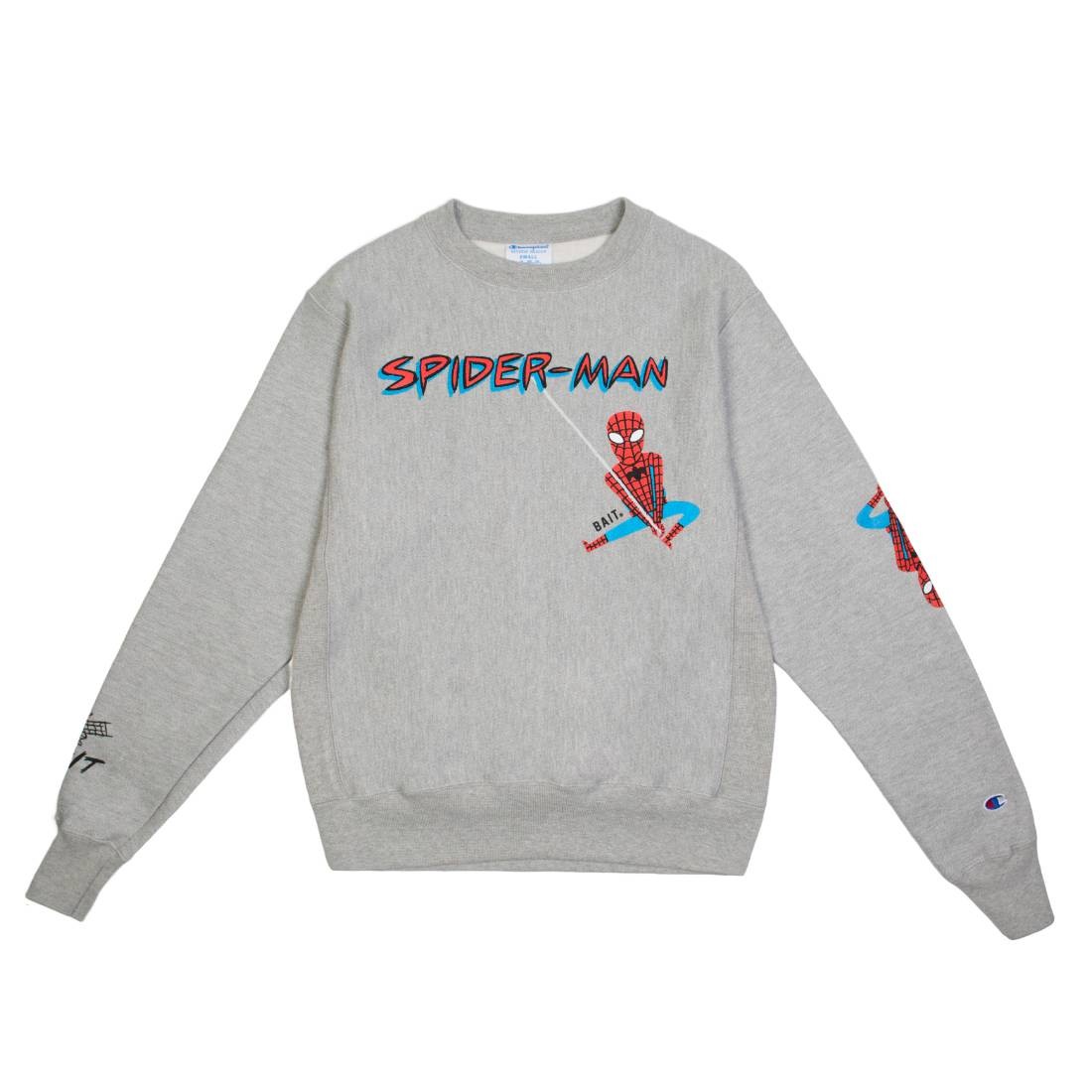 BAIT x Spiderman x Champion Men Spiderman Swing Crewneck Sweater (gray)