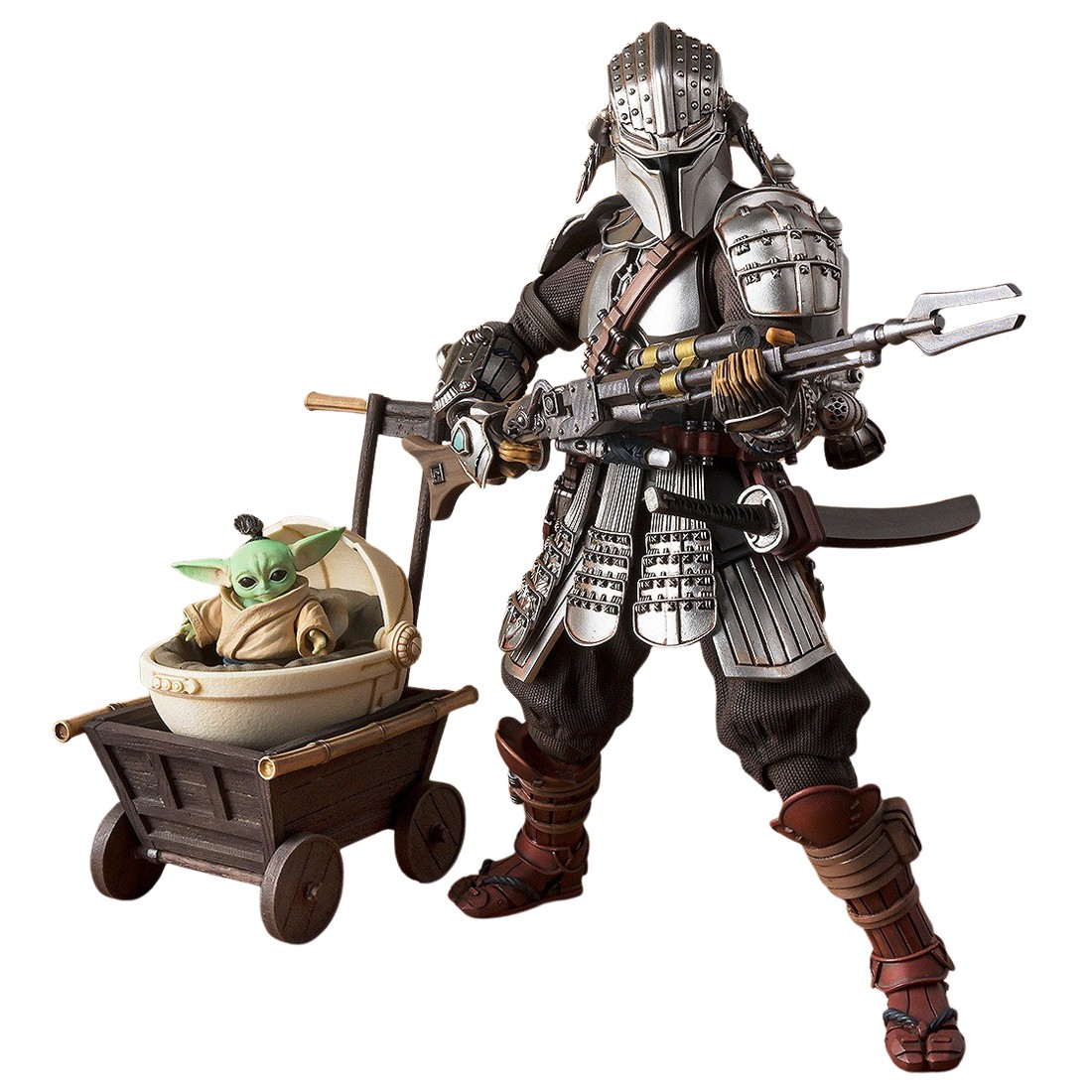 Bandai Meisho Movie Realization The Mandalorian Ronin Mandalorian And Grogu Beskar Armor Figure (silver)