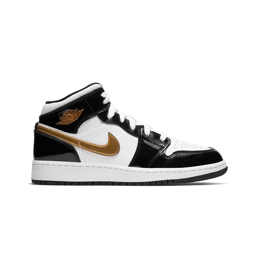 Air Jordan 1 Mid SE Big Kids (black / metallic gold-white)