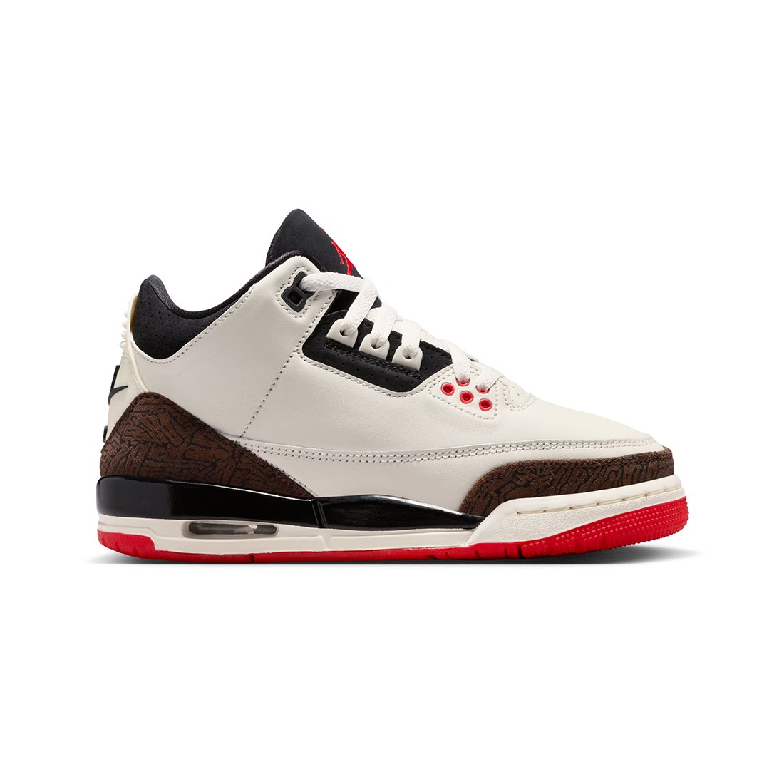 Air Jordan 3 Retro Big Kids (sail / black-university red-pale ivory)