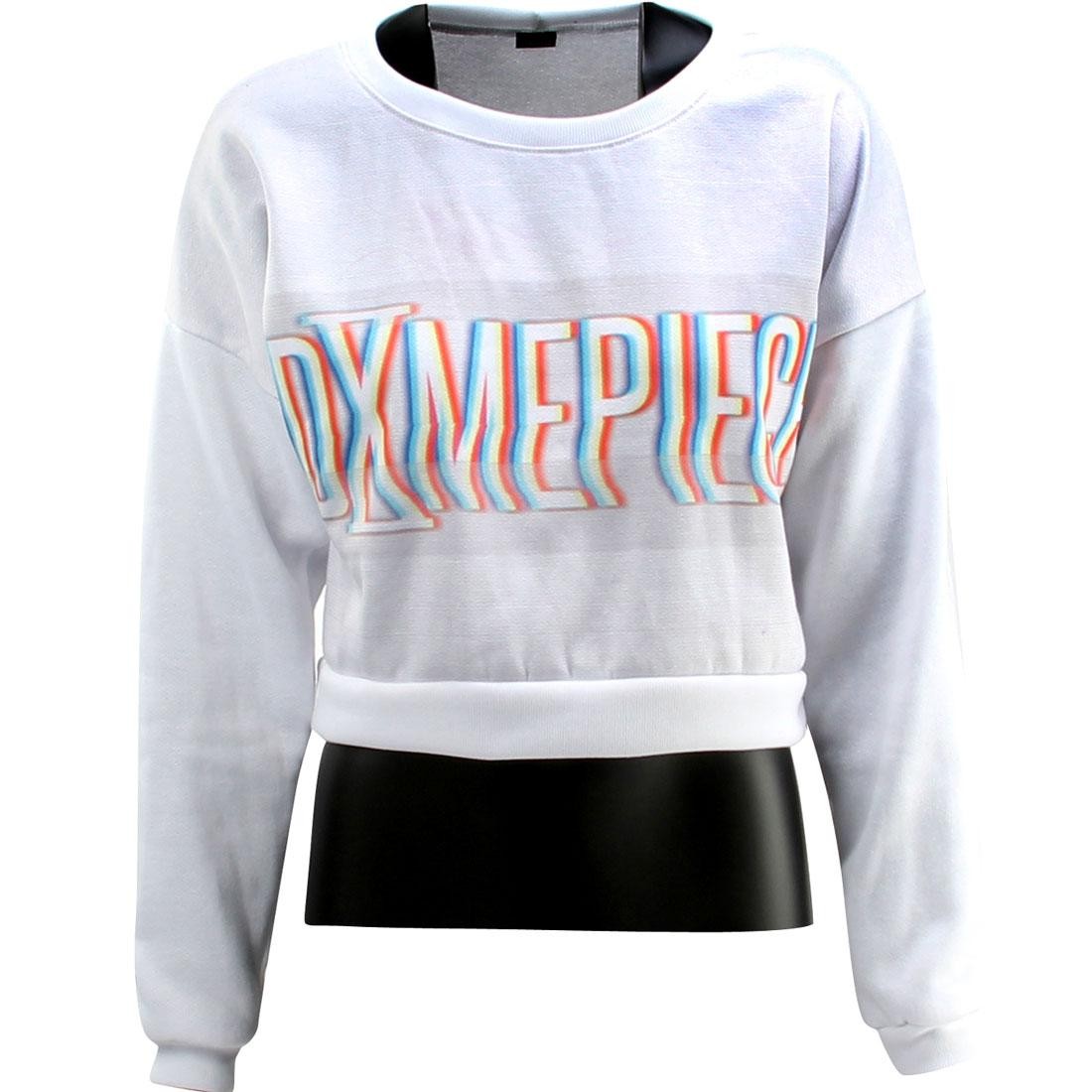 Dimepiece Women Blurred Logo Crop Sweater (white / multi) 1S