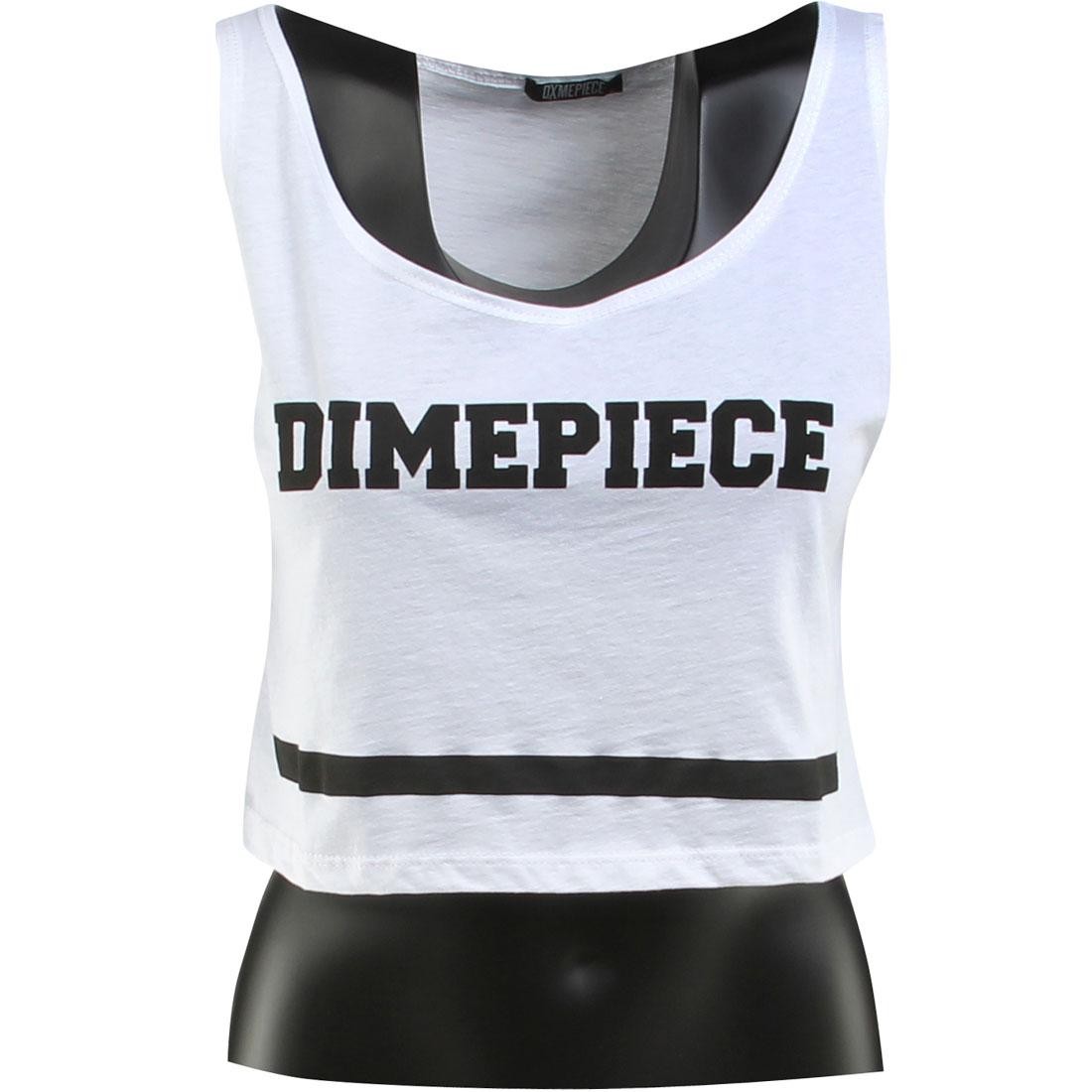 Dimepiece Women Varsity Crop Tank Top (white / black)