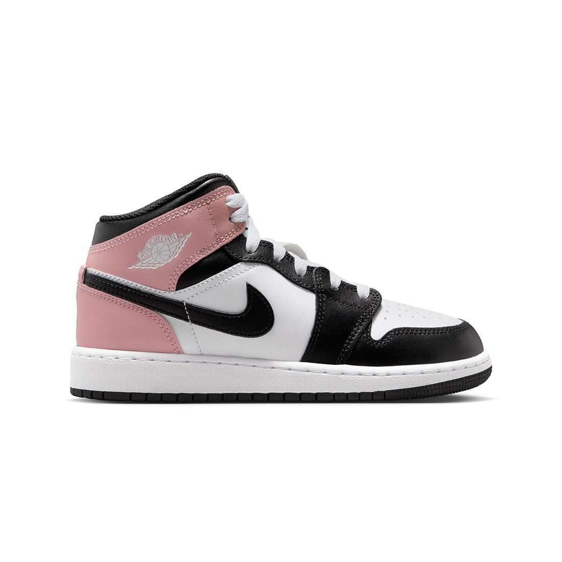 Air Jordan 1 Mid Big Kids (white / black-rust pink)