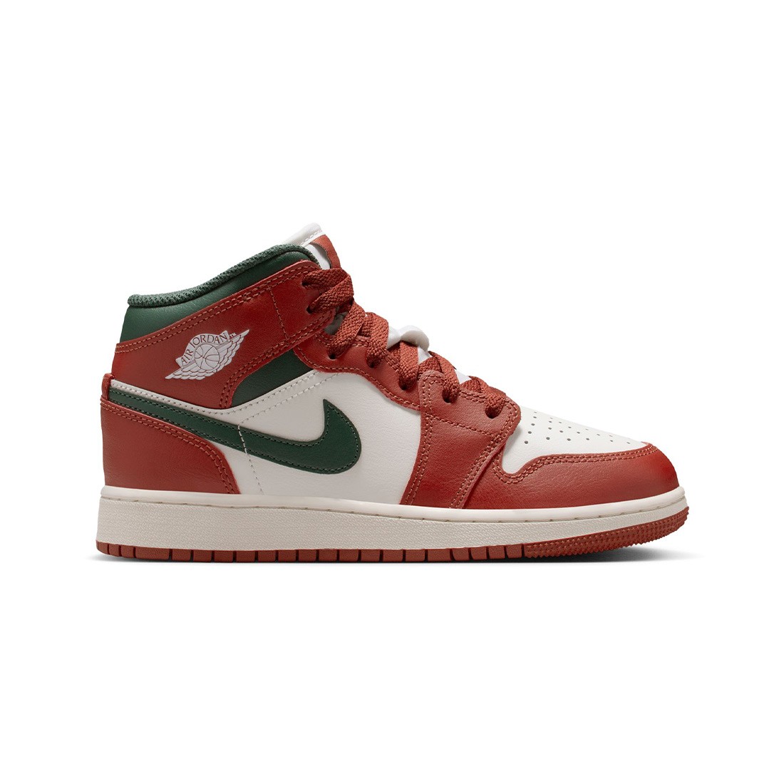 Air Jordan 1 Mid Big Kids (sail / midnight green-pure platinum)