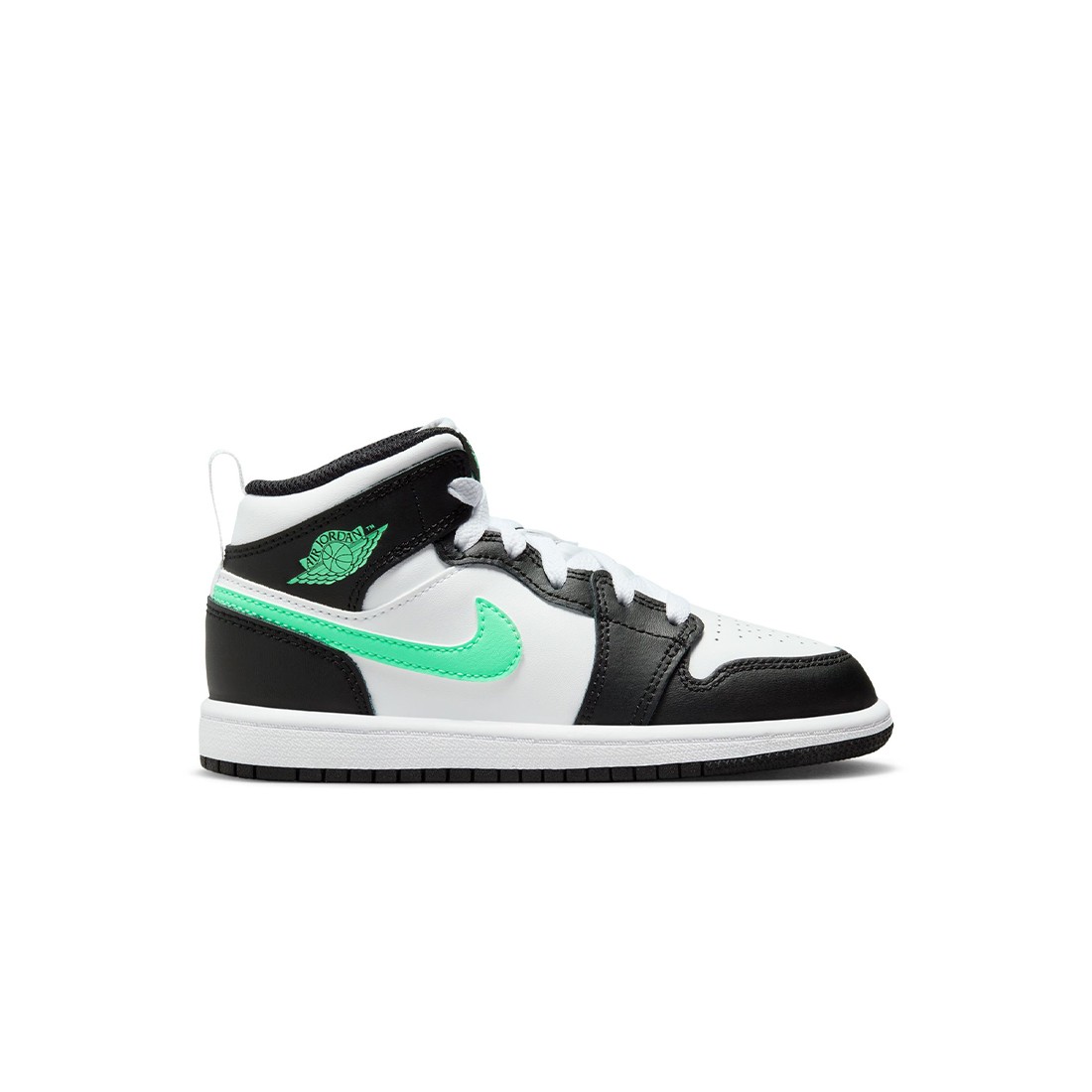 Jordan 1 Mid Little Kids (white / green glow-black)