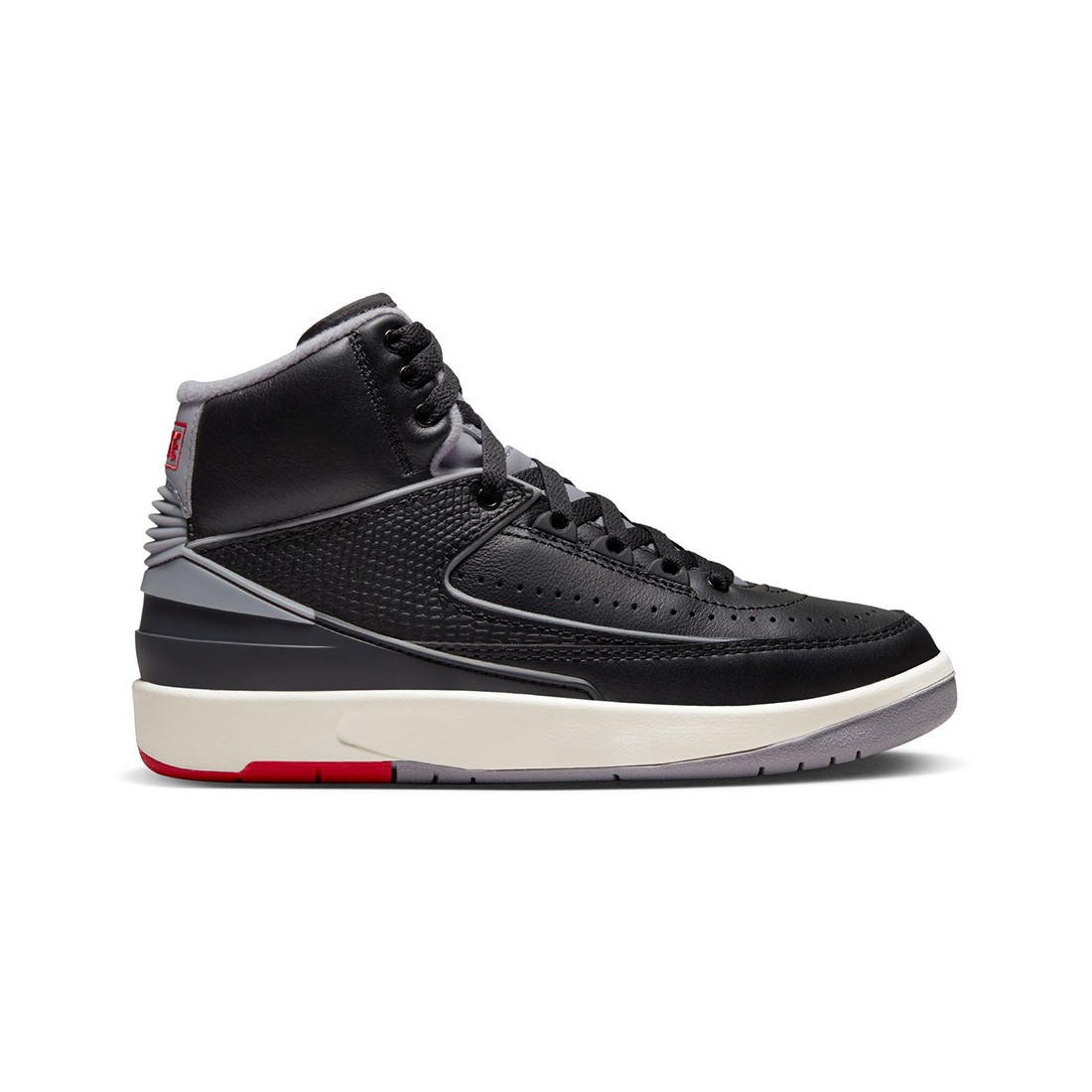 Air Jordan 2 Retro Big Kids(black / cement grey-fire red-sail)