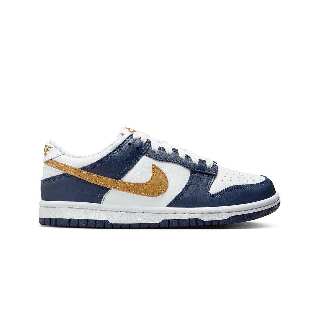 Nike Big Kids Dunk Low (white / wheat-midnight navy)