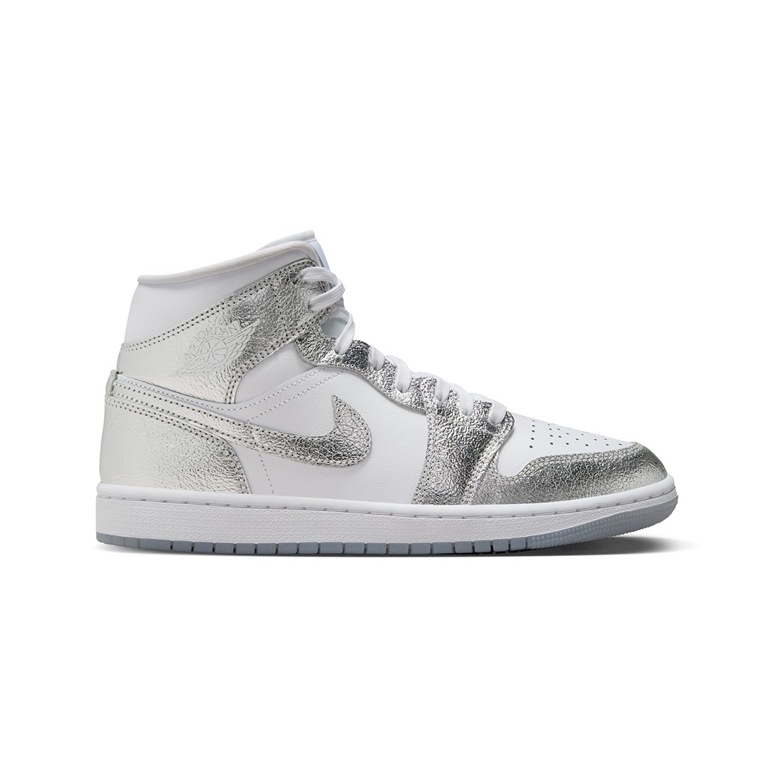 jordan women air jordan 1 mid se white metallic silver wolf grey